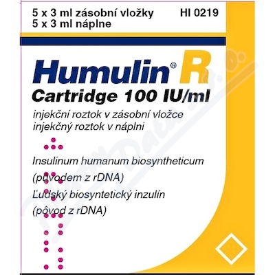 Humulin R cartridge 100IU/ml inj.sol.zvl.5x3ml