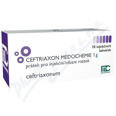Ceftriaxon Medochemie 1g inj+inf.plv.sol.10x1g