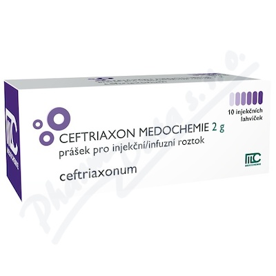 Ceftriaxon Medochemie 2g inj+inf.plv.sol.10x2g
