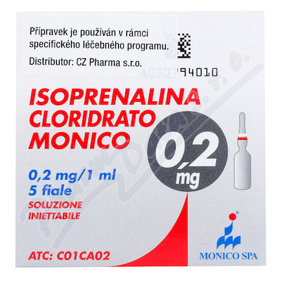 Isoprenalina Cloridrato Monico 0.2mg/ml inj.5x1ml