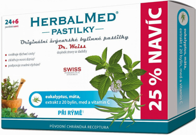 HerbalMed past. Dr.Weiss Eukalypt+máta+vit.C 24+6