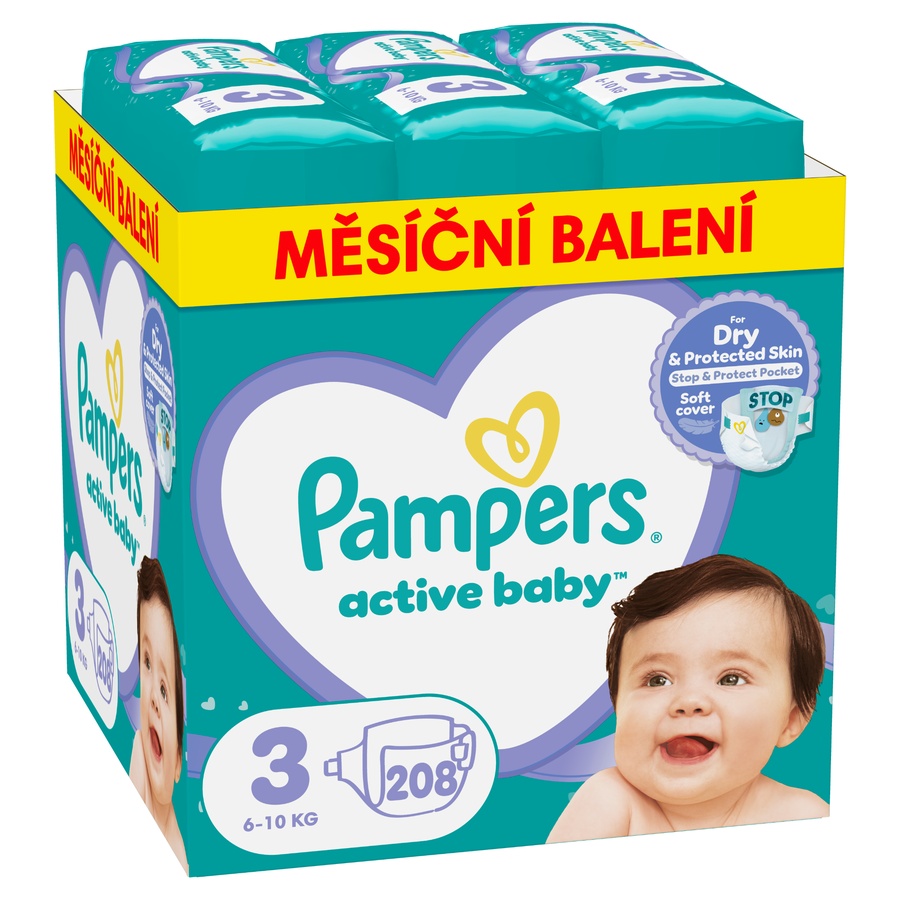 Pampers Active Baby 3 plenky 6-10kg 208ks