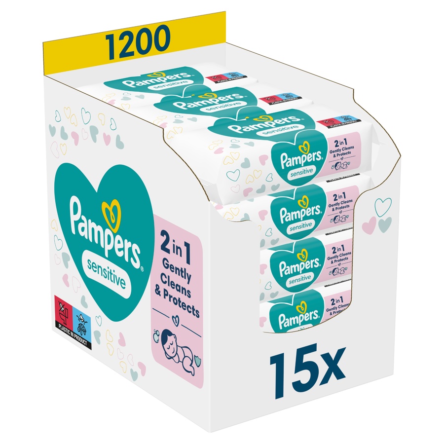 Pampers Sensitive čístící ubrousky 15x80ks