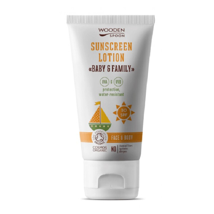 Woodenspoon Opalovací tělové mléko Baby&Family SPF30 v tubě - neviditelný zinek 100ml