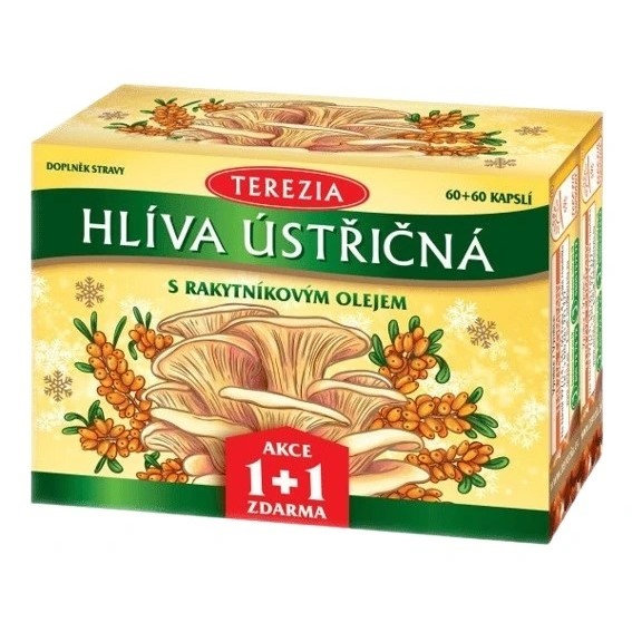 Terezia Hlíva ústřičná s rakytníkovým olejem 60+60 kapslí zdarma Vánoční balení 2025