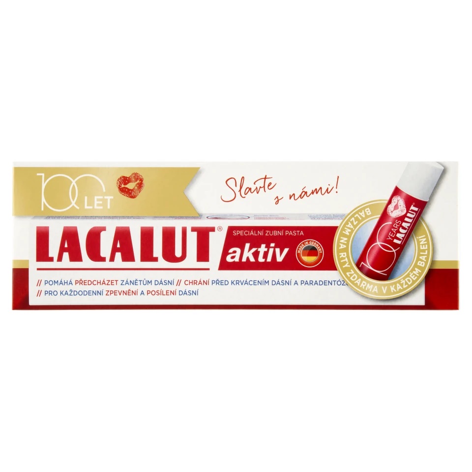 Lacalut Aktiv zubní pasta 75ml + balzám na rty 4.8g