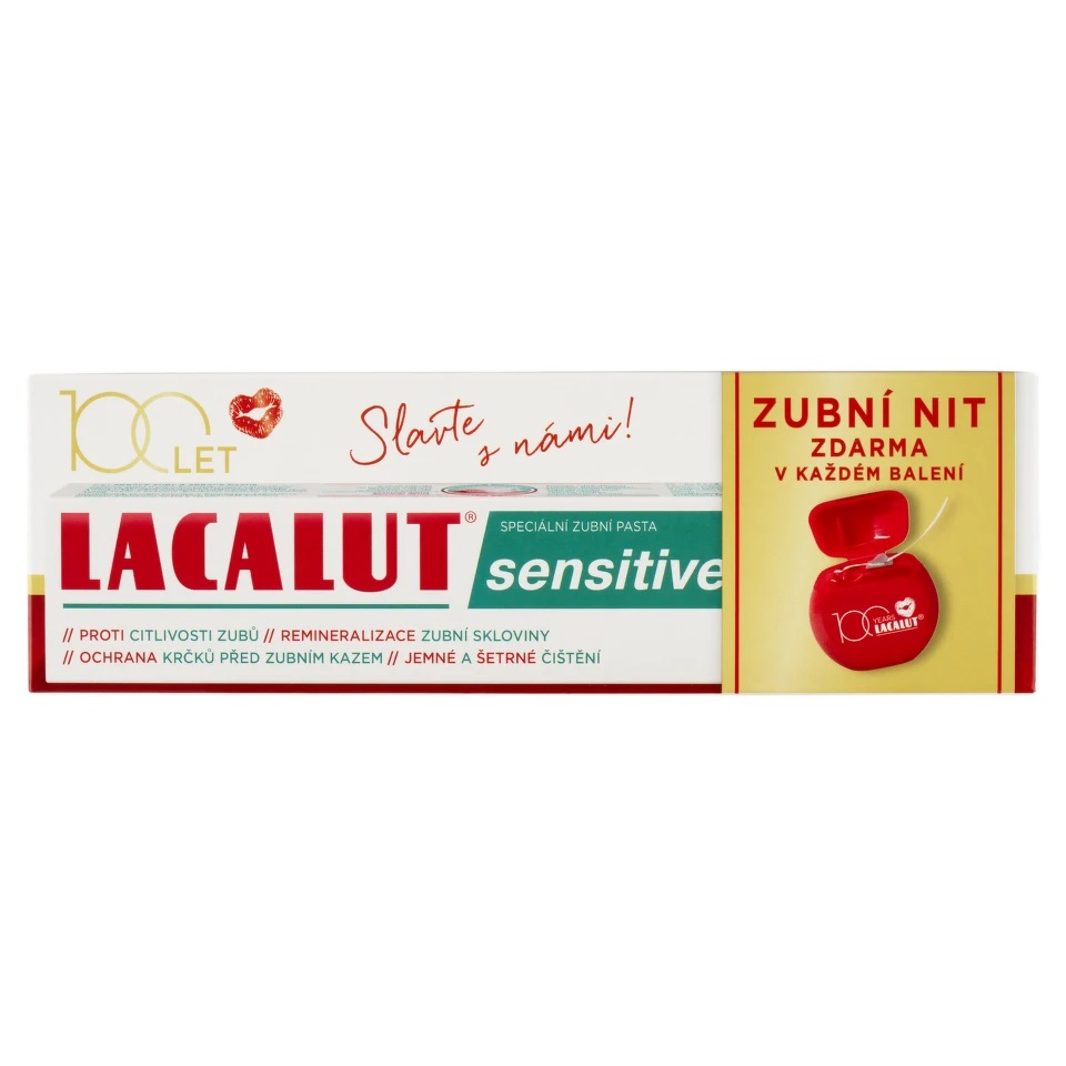 Lacalut Sensitive zubní pasta 75 ml + dentální niť