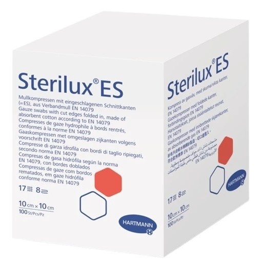 Sterilux ES Kompresní gáza nesterilní 17 vláken 8 vrstev 10x10cm 100ks