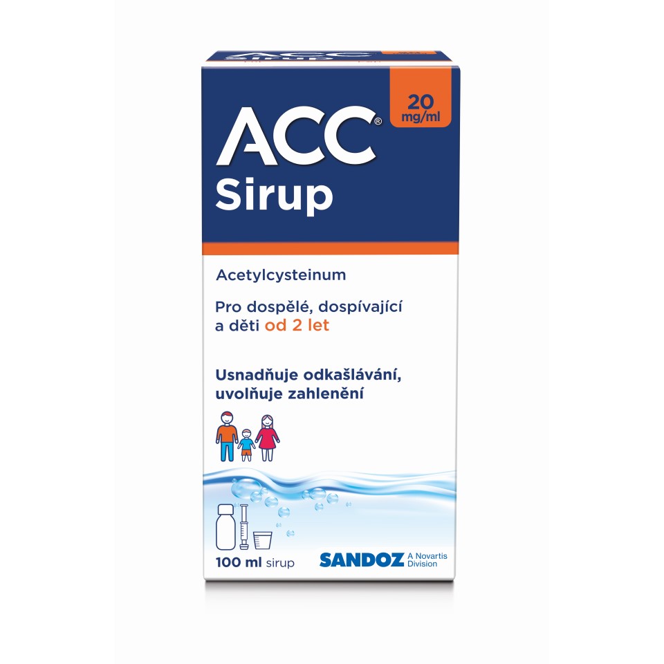 ACC® Sirup 20 mg/ ml 100 ml na vlhký kašel pro dospělé a děti od 2 let