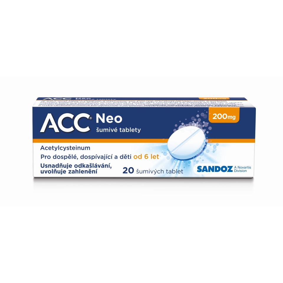 ACC® NEO 200 mg 20 šumivých tablet na vlhký kašel pro dospělé a děti od 6 let