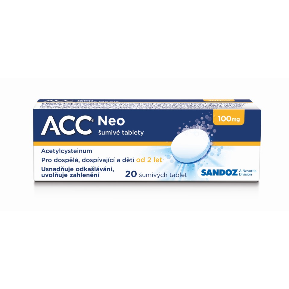 ACC® NEO 100 mg 20 šumivých tablet na vlhký kašel pro dospělé a děti od 2 let
