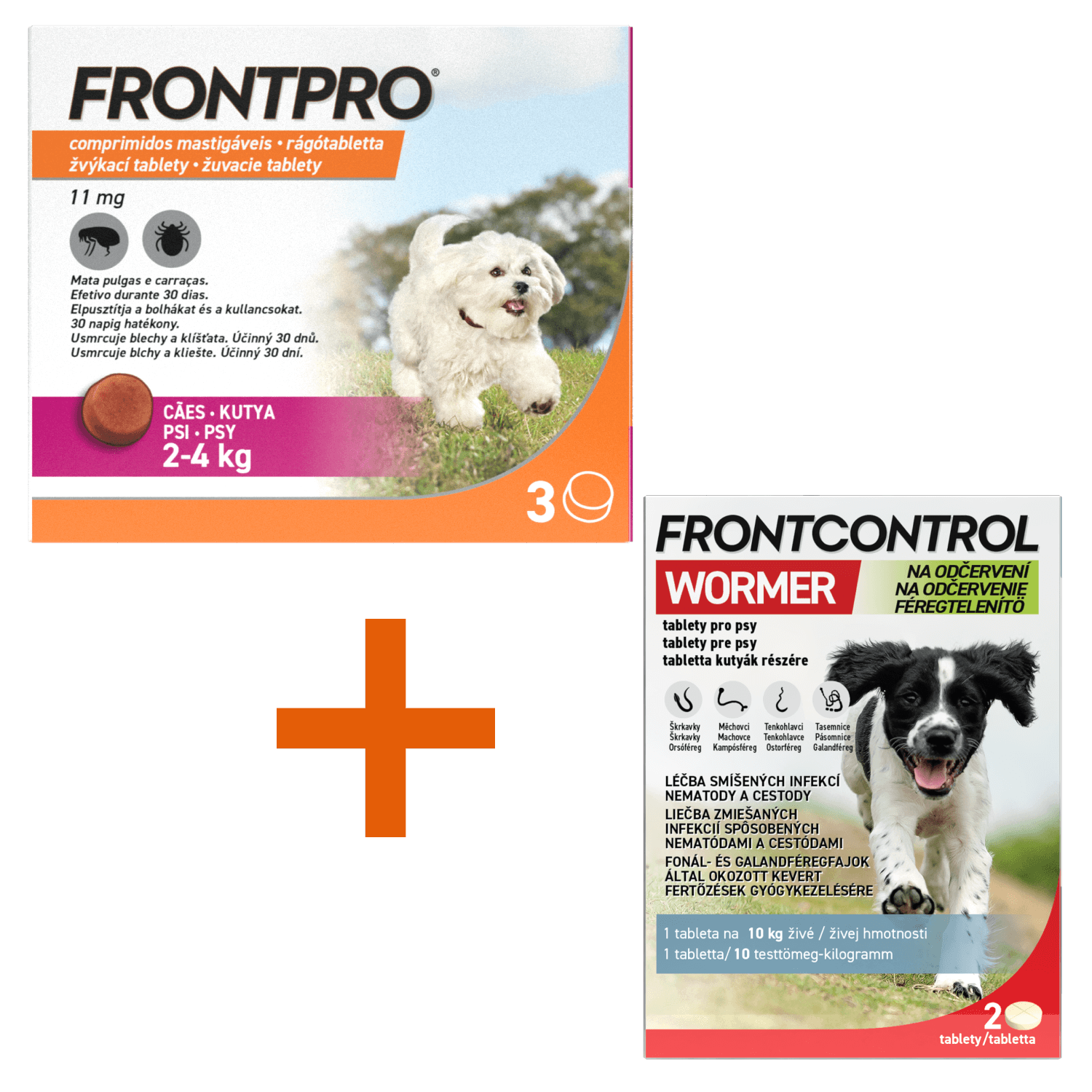 Frontpro 11.3mg 2-4kg  3 žvýkací tablety + Frontcontrol Wormer pro psy 2 tablety