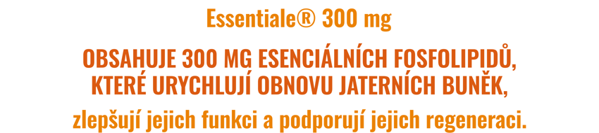 Essentiale forte – banner s informací o esenciálních fosfolipidech pro játra