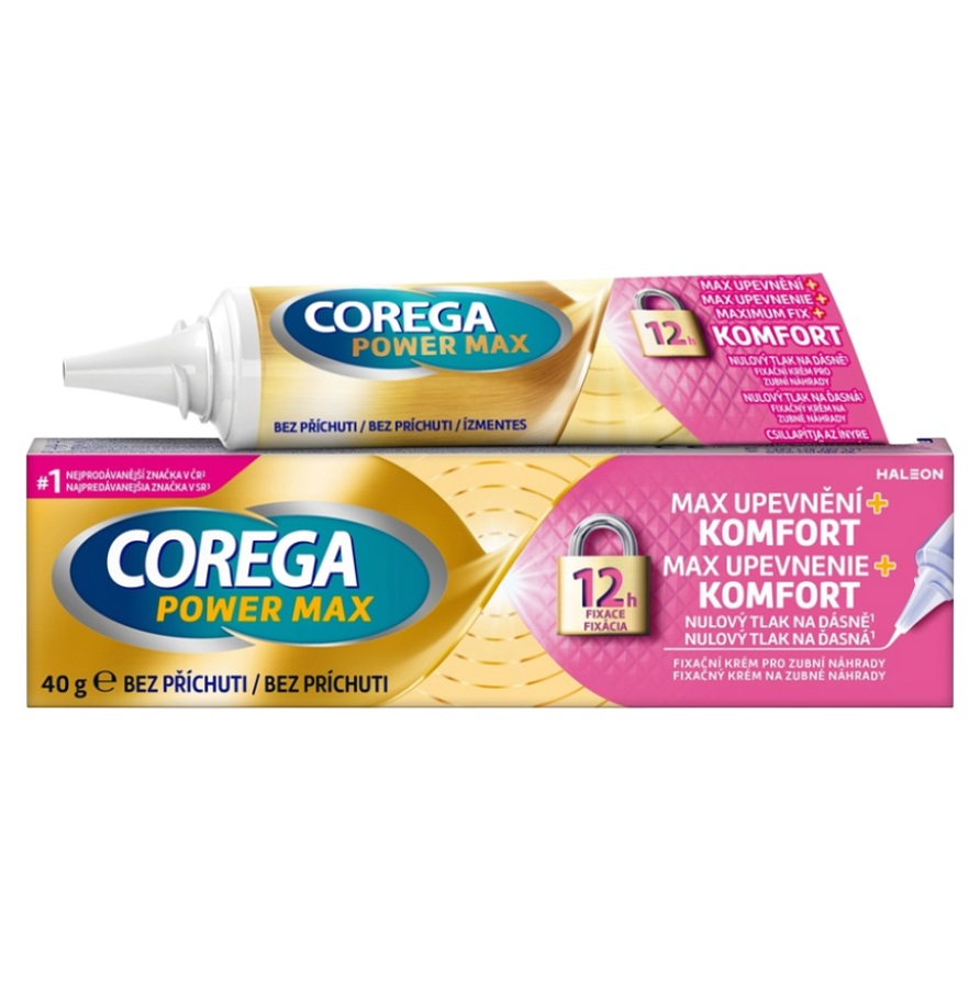 Corega Power Max upevnění + komfort fixační krém 40g