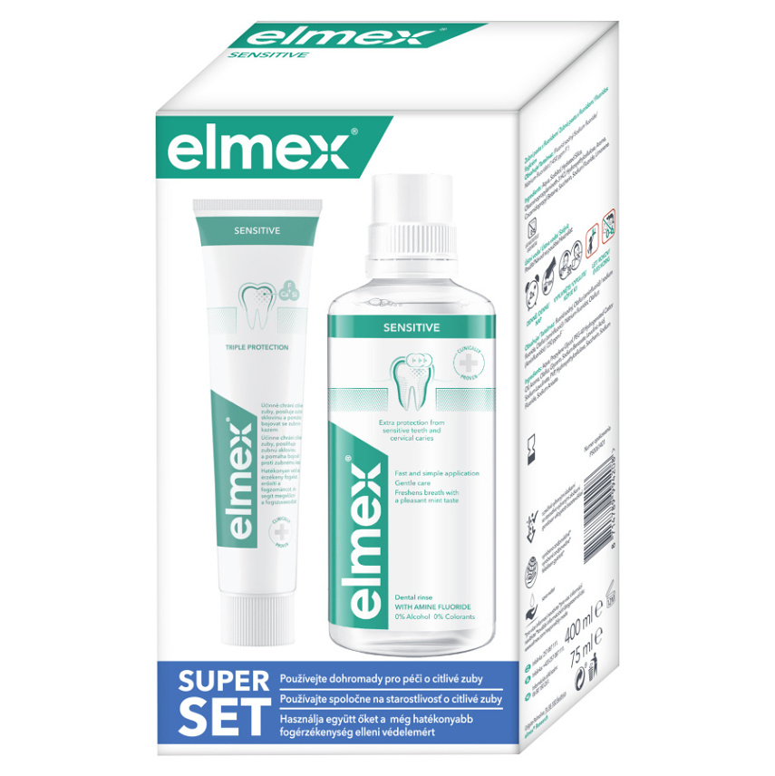 Elmex Sensitive ústní voda 400 ml + zubní pasta 75 ml