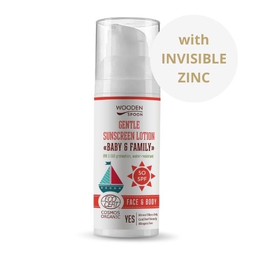 Woodenspoon Opalovací tělové mléko Baby&Family SPF50 - neviditelný zinek 50ml