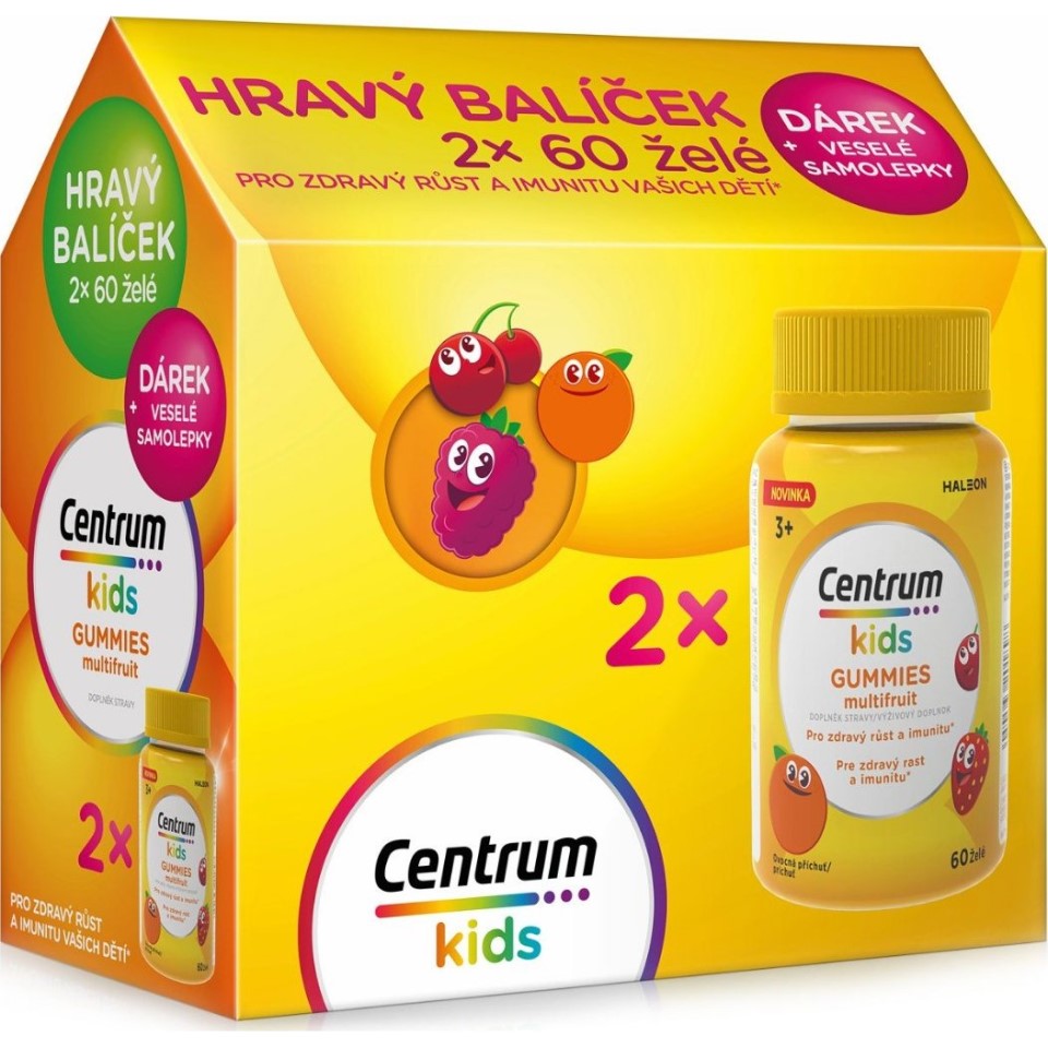 Centrum Kids Gummies multifruit želé 2 x 60 kusů dárkové balení 2024
