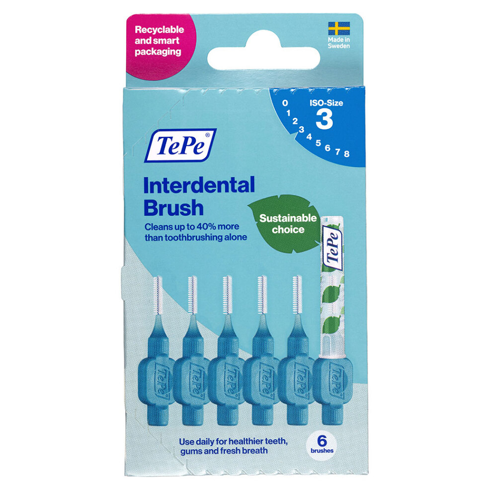 Tepe Mezizubní kartáčky 3 modré 0,6 mm v papírové krabičce 6 kusů