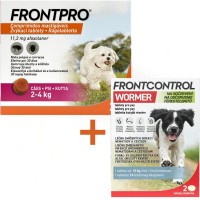 Frontpro 11.3mg 2-4kg  3 žvýkací tablety + Frontcontrol Wormer pro psy 2 tablety
