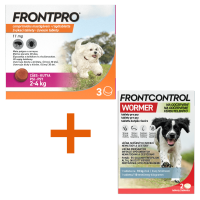 Frontpro 11.3mg 2-4kg  3 žvýkací tablety + Frontcontrol Wormer pro psy 2 tablety