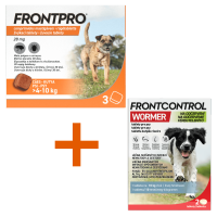 Frontpro 28.3mg 4-10kg 3 žvýkací tablety + Frontcontrol Wormer pro psy 2 tablety
