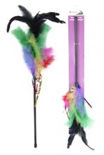 Hračka kočka udice kohoutí pírko 50cm