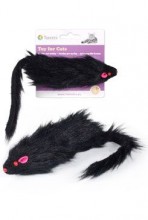 Hračka kočka myš černá chlupatá 15cm