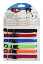 Obojek nylon pro štěňata rozlišovací černá-orchidej S-M 6ks Tr