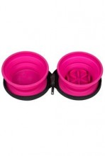 Cestovní dvojmiska slowfeeder růžová 700ml Kiwi