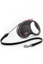 Vodítko Flexi Black Design M lanko 5m/20kg růžová