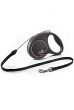 Vodítko Flexi Black Design S lanko 5m/12kg růžová