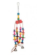 Hračka pro exoty s válečky a zvonky dřevěná