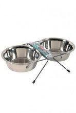 Miska nerez stojan 2 misky pes steel 0,35l Zolux