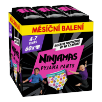 Ninjamas Pyjama Pants plenkové kalhotky 17-30 kg Heart 60 kusů