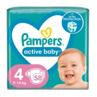 Pampers Active Baby velikost 4 plenkové kalhotky 9-14kg 58ks