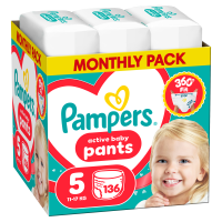 Pampers Active Baby Pants 5 plenkové kalhoty 11-17 kg 136 kusů