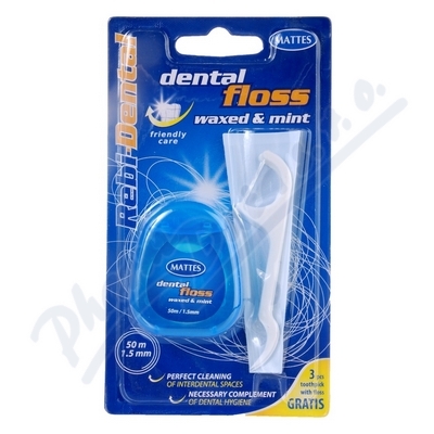 Mattes Dentální Nit Voskovaná Mentolová 50m