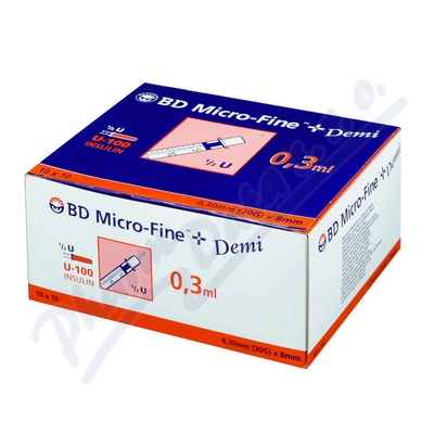 Bd Micro-fine Plus Sterilní Inzulínové Stříkačky 0,3ml u-100 s integrovanou jehlou 30gx8mm/100ks