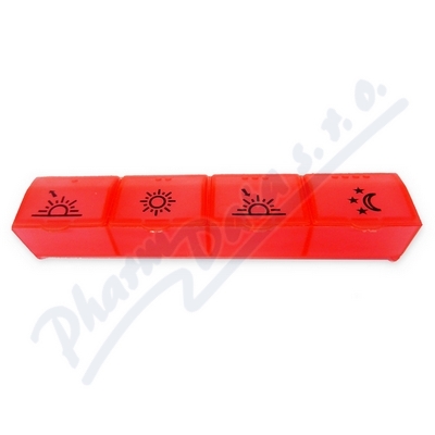 Dávkovač léků OBZOR typ 04 denní červený