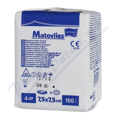 Matopat Matovlies kompresy z netkané textilie nesterilní 7,5cmx7,5cm