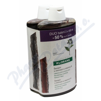 Klorane Šampon chinin-vypadávání vlasů 400ml duo