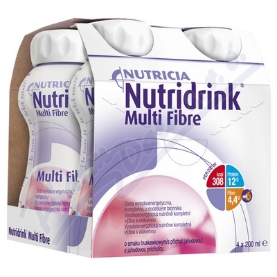 Nutridrink Multi Fibre S Příchutí Jahodovou perorální roztok 4x200ml
