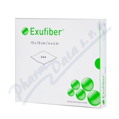 Exufiber 10x10 cm, 10ks, vysoce absorpční krytí z hydrovlák