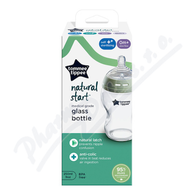 Tommee Tippee Natural Start Skleněná kojenecká láhev 0m+ 250ml