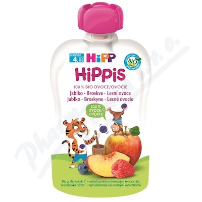 Hipp Hippis Jablko-broskev-lesní Ov.bio 4m 100g