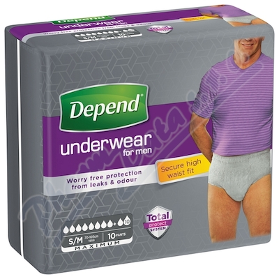 Natahovací Kalhotky Depend Maximum S/m S Vyšším Pasem Pro Muže 1900ml, obvod v pase 70-105cm, 10ks