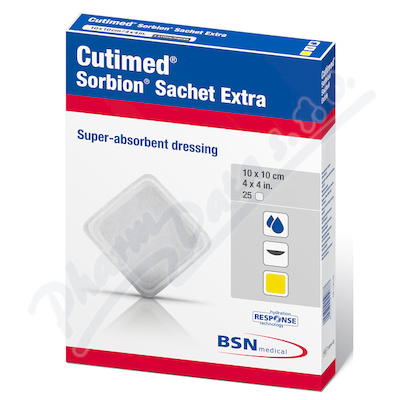 Cutimed Sorbion Sachet S 10x10cm,sterilní,čistí ránu a absorbuje exudát,kte