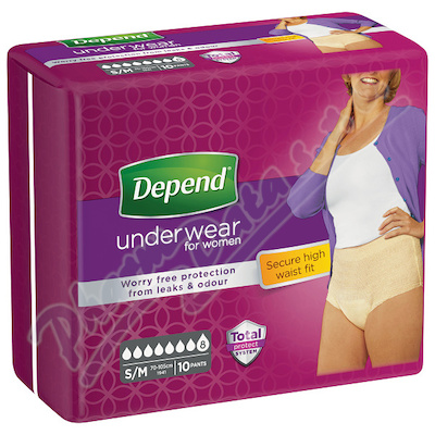 Natahovací Kalhotky Depend Super S/m S Vyšším Pasem Pro ženy 1360ml, obvod boků 70-105cm, 10ks