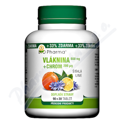 Vláknina 600mg+chrom 200mcg Tbl.90+30 Bio-pharma