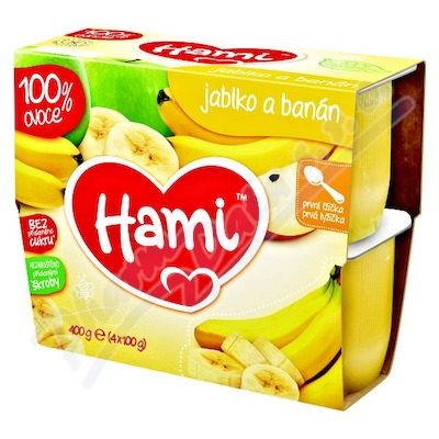Hami 100% Ovoce Jablko A Banán 4x100g 4m+